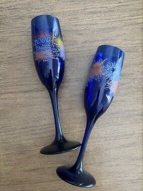 Vintage 2000 The New Millennium Cobalt Blue Glasses
